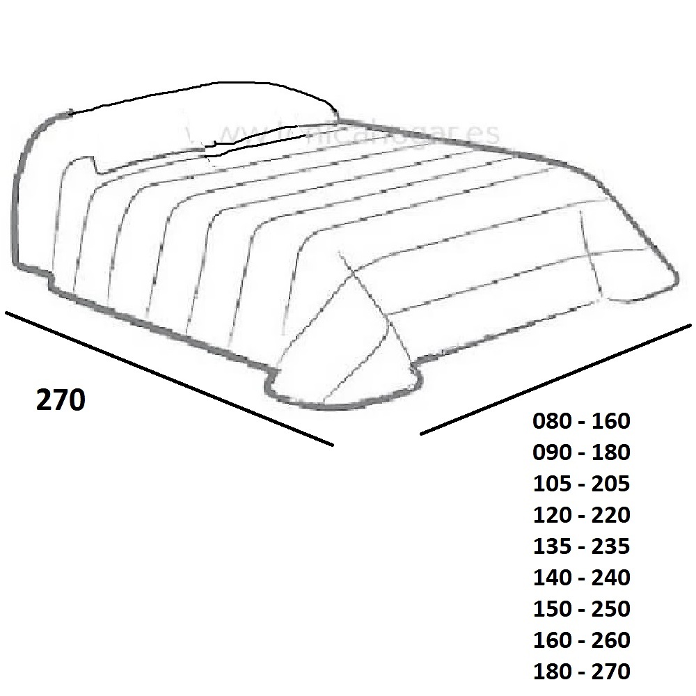 Medidas disponibles Bouti Alanis Granate de Tejidos JVR 080, 090, 105, 120, 135, 150, 160, 180 