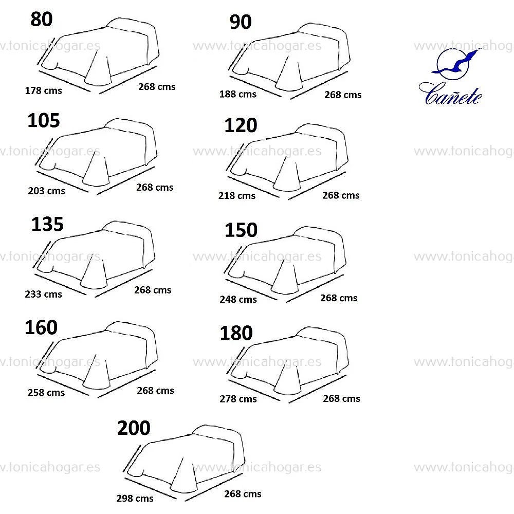 Medidas disponibles Bouti Tratto A de Cañete 080, 090, 105 