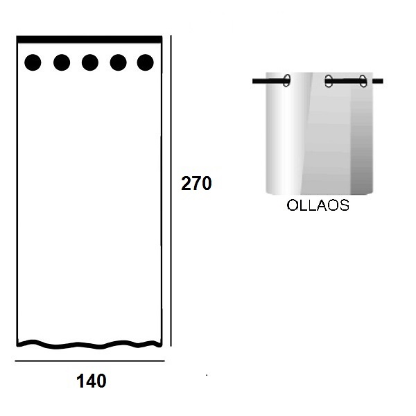 Medidas disponibles Cortina Confeccionada Ollados Rif Lino de Cañete 140x270 