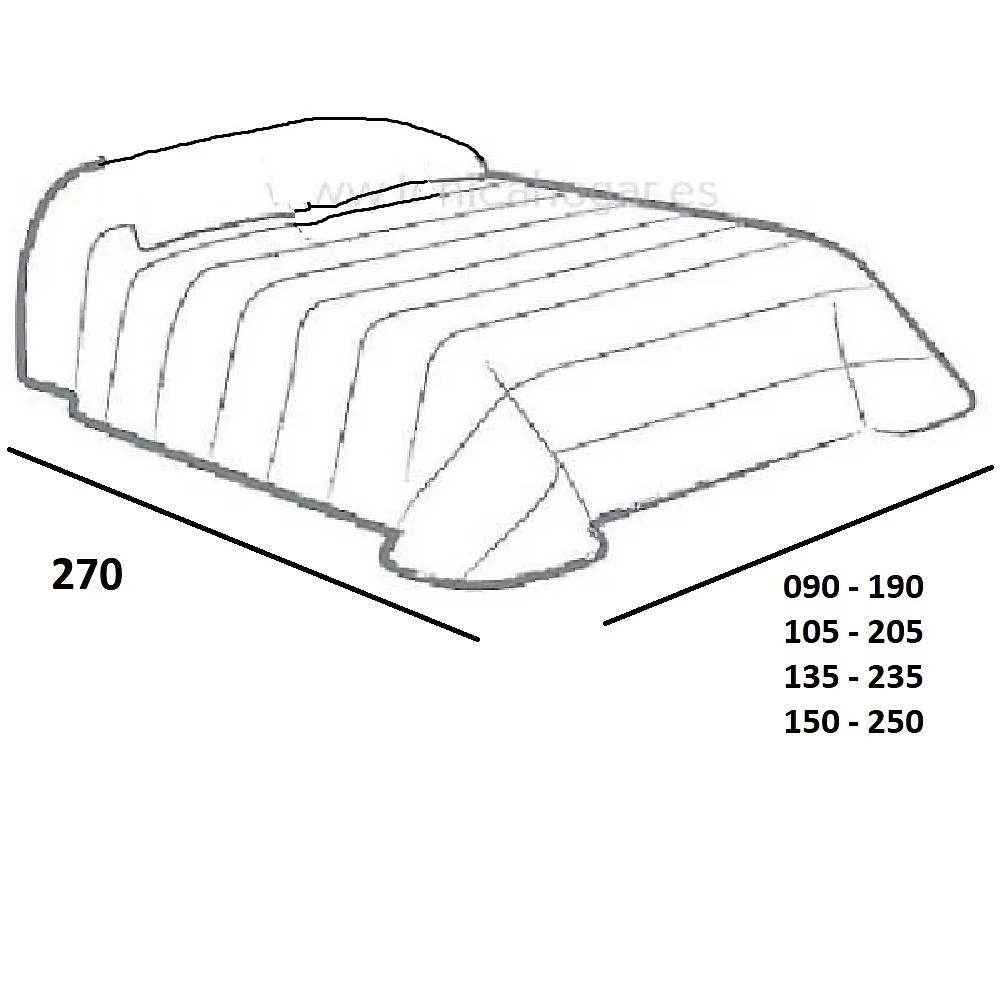 Medidas disponibles Edredón Boutie Bourne de Reig Marti 090, 105, 135, 150 