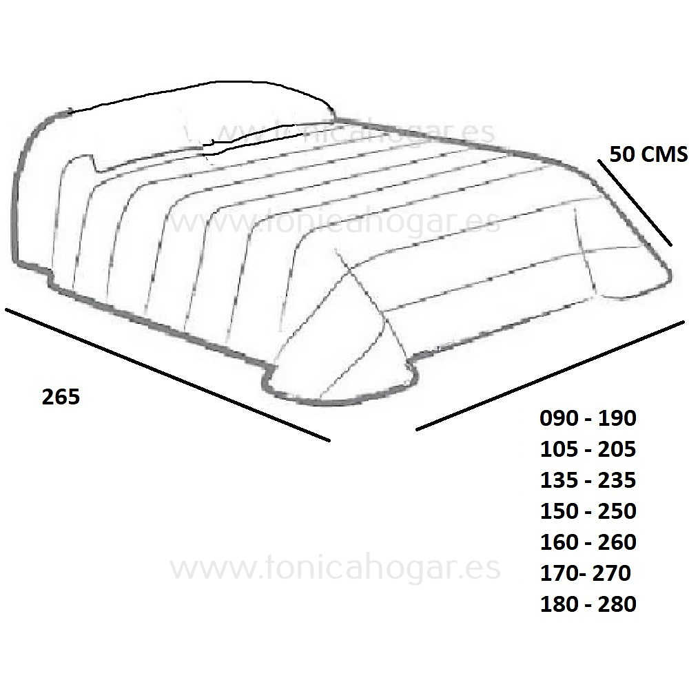 Medidas disponibles Edredón Conforter Segorbe Beig de Orian 90, 105, 135, 150, 160, 170, 180 