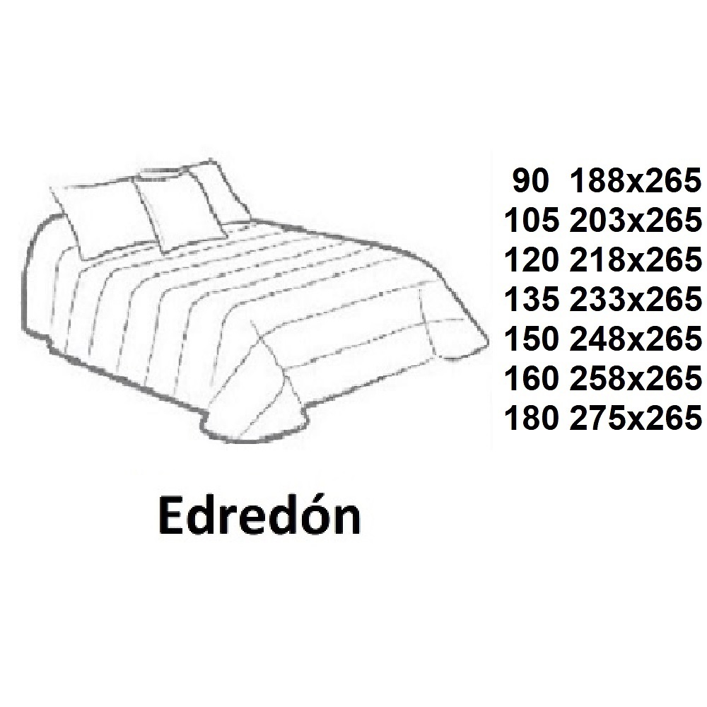 Medidas disponibles Edredón Tratto A de Cañete 080, 090, 105 