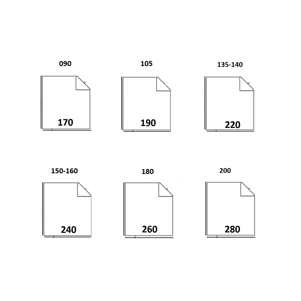 Medidas disponibles Sabanas Encimeras Combi 50-50 de Es-Telia 090, 105, 135/140, 150/160, 180, 200 