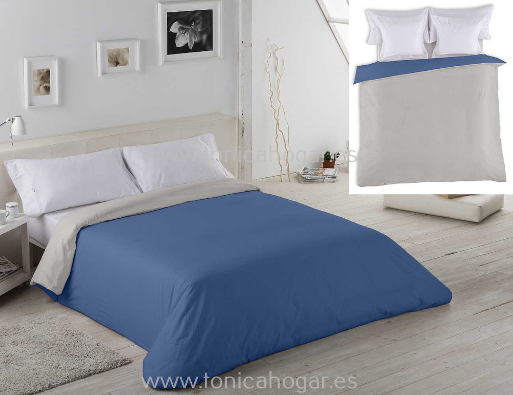 Edredón Nórdico Bicolor Azul\Gris - Ropa de cama
