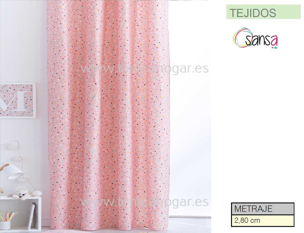 Tejido Confeti Rosa de Sansa 